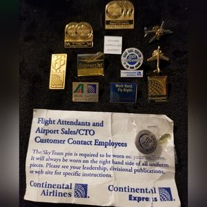 Continental Airlines Flight Attendant Employees Pins Set Of 12